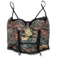Fredericks of Hollywood Bustier Top Collectible Floral Lace Up Vintage