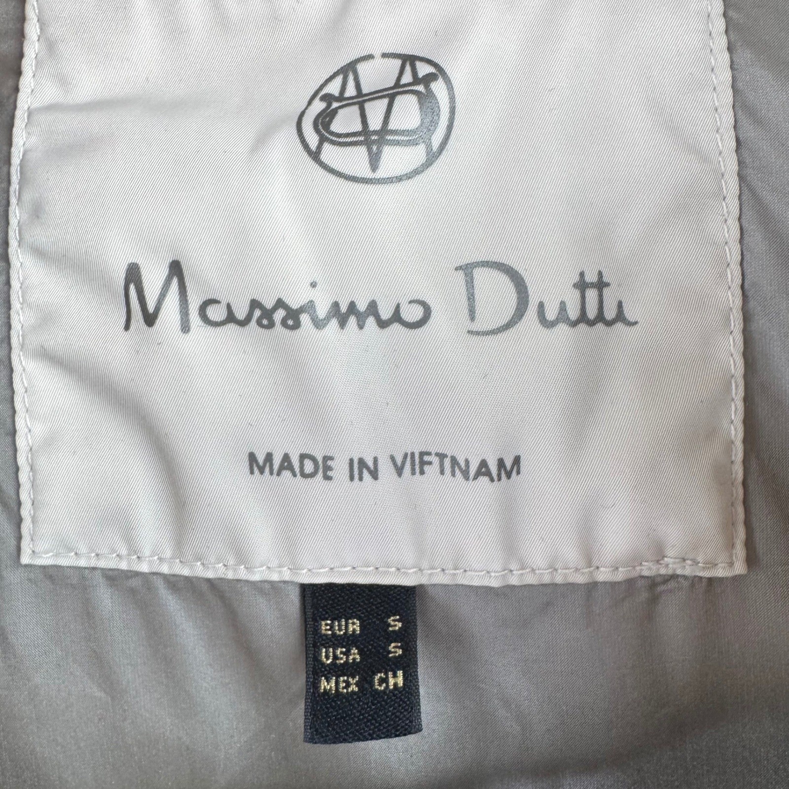 Massimo Dutti Puffer Jacket Small Womens Ivory Water Repellent Quilted Zip Up thumbnail 6