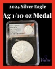 NEW 2024 W Eagle S$1 MS70/MS70 Ag 1/10oz Medal Evolved Series 1 BULLIONPLUS Slab