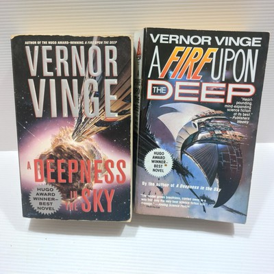 Vernor Vinge Books Lot Bundle x 2 - Deepness In The Sky Fire Upon The Deep Pbs