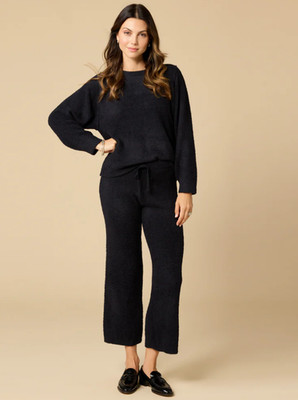 2PACK-Softies Solid Marshmallow Reverse Seam Crew Neck Lounge Set - Black Sz LG