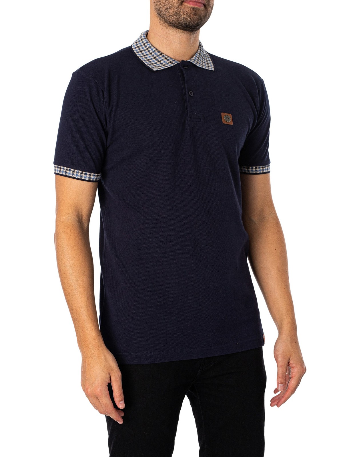 Мужская рубашка поло из пике в клетку Trojan синяя 4690₽