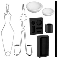 8PCS Graphite Metal Melting Casting Kit, Tongs, Molds, Crucibles, Rod, Gold