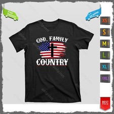 God Family Country American Flag Cross Christian Patriotic T-Shirt Unisex