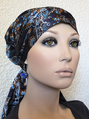 Tuch MÜTZE CHEMO Leicht TURBAN SEIDE Damen Wickelturban Krebs Chemomütze Cindy