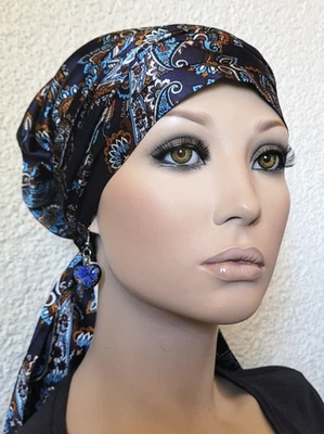 Tuch MÜTZE CHEMO Leicht TURBAN SEIDE Damen Wickelturban Krebs Chemomütze Cindy - Bild 1 von 4