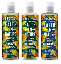 Faith In Nature Grapefruit and Orange Shampoo, Conditioner 400 ml (Pack of 3) 