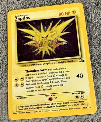 Pokemon TCG WOTC Fossil Zapdos 15/62 Cosmos Holo Rare Thunderstorm Deck