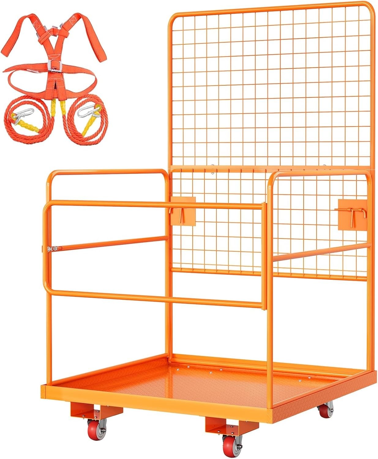 45" x 43" Forklift Safety Cage, Max 1800Lbs with 4 Wheels for Construction Use