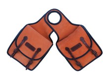 Horse Western Trail Riding Saddle Suede Leather Horn Bag Orange 102AA39OR