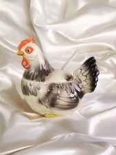 Vintage Otagiri Hen Sugar Bowl w/ Spoon from 1981 - Gray Chicken - Japan