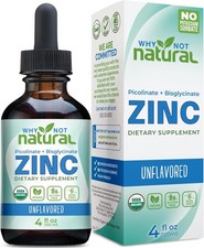 Organic Liquid Zinc Drops Supplement with Chelated Picolinate and Bisglycinate,