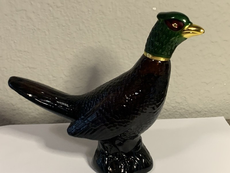 Avon Pheasant Decanter Leather After Shave Vintage Collectible - FULL