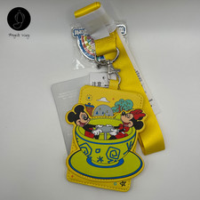 Disney Parks Mickey Minnie Teacup Lanyard ID Holder Card Wallet WDW