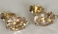 Amazing 9ct gold diamond and Light Pink Sapphire earrings In Mint Condition