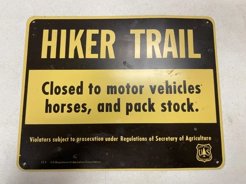 Vintage Style Hiker Trail Forest Area Metal Tin Sign USDA Forest Service