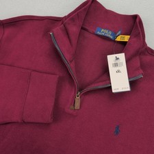 Polo Ralph Lauren Sweatshirt Mens 2XL Maroon 1/4 Zip Mock Neck Pony Pullover