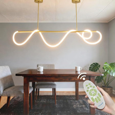 Dimmable 47.25" LED Linear Pendant Light with Remote, Adjustable Height