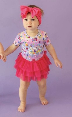 Posh Peanut x Lisa Frank Ballerina Bunnies Tulle Skirt Bodysuit Dress  3-6 month