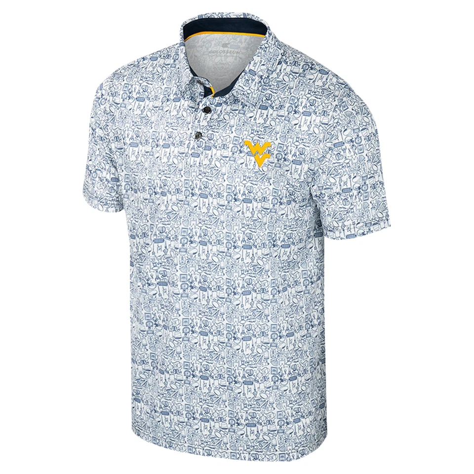 Men's Colosseum Navy West Virginia Mountaineers It's Time! Allover Print Polo - Image 2 of 3