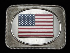 PD13116 VINTAGE 1970s  UNITED STATES FLAG  COMMEMORATIVE PATRIOTIC BELT BUCKLE