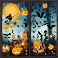 Pumpkin Spider Bats Shop Window Clings for Halloween Decorations Home Decor