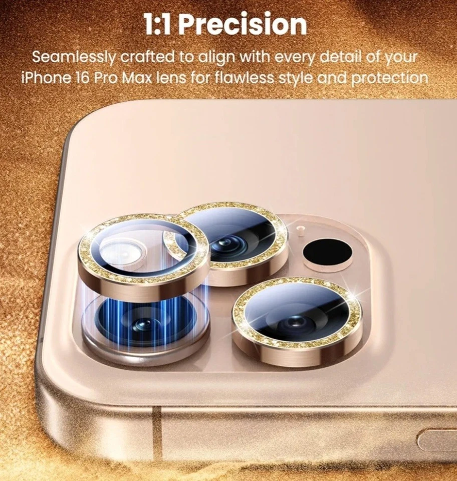 Paquete de 4 protectores de lente de cámara Bling para iPhone 15 Pro/Pro Max | Vidrio templado Foto 4 de 4