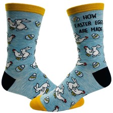 Men's How Easter Eggs Are Made Socks Funny Easter Bunny Chicken Novelty Graphic