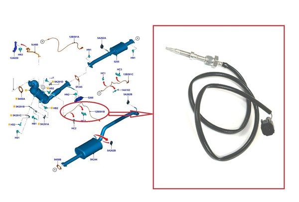 JPL Abgastemperatursensor Nr 2 4268MF FüR Ford Ranger Pick-Up T64 2.2D 16V 2011+-image