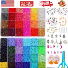 36000 pcs 2mm 48 Colors Glass Seed Beads for Bracelet Jewelry Making Kit, Bea...