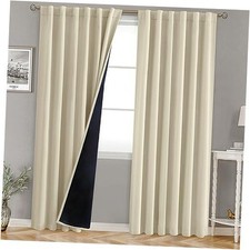 100 Blackout 80 Inch Curtains with Thermal 52"W x 80"L Pack of 2 Beige