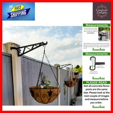 Elegant Black Hanging Basket Brackets for Concrete Posts - 4 Pack, 16” Capacity