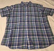 Chaps Men's Blue Plaid Short Sleeve Button-Down Shirt XL Regular