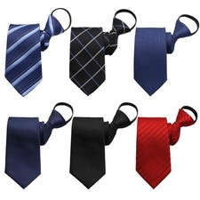 Zipper Ties for Men Adjustable Pre Tied Mens Necktie Set Classic Stripe Neck ...
