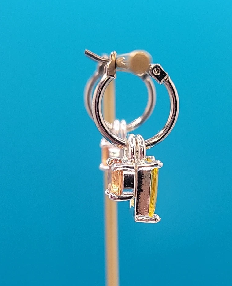 Silvertone Pierced Yellow & Peach Hoop Interchangeable Earrings - Imagem 4 de 4