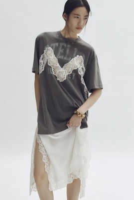 STELLA MCCARTNEY H&M  Lace Trimmed T Shirt Dress Size L large 