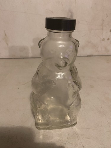 Vintage 1950s Snow Crest Beverages Glass Bear Coin Bank Bottle 