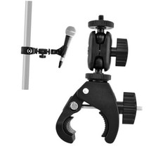 Mic Crab Clamp, Double Ball  Head Microphone Holder with 1/4"  5/8" Adapter black