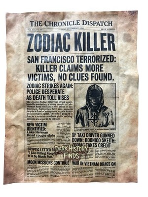 Zodiac Killer San Francisco Terrorized The Chronicle Dispatch Newspaper ￼￼￼