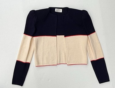 Vintage ST John Knit Sweater Cardigan Small Saks Color Block
