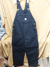 CARHARTT Size Large Loose Fit Large Duck Bib Overalls Insulated Black