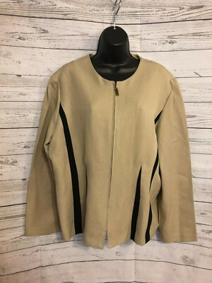 Kari s Korner Women s Suit Jacket Blazer Collarless Zipper Front Size 18