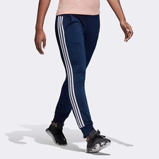 Adidas Women's Essentials Navy Jersey 3Stripes Long Pants Medium workout running