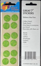 12 packages of Fuzzy Tennis Ball Stickers, "Great 7" Sticker Design, PFZ6205