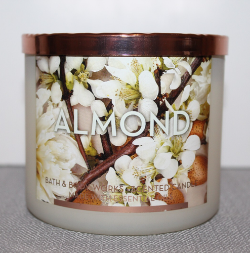 Bath & Body Works MANDEL ÄTHERISCHE ÖLE KERZE - 14,5 Unzen 3 Docht - NEU