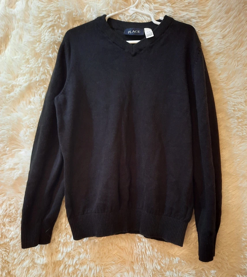 Lote de 2: Suéter Pullover The Childrens Place Niño Mediano 7/8 Negro y Gris Foto 2 de 4