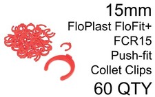 60 x 15mm Collet Clip FloPlast FloFit FCR15 Push Fit Locking Hot Water Red