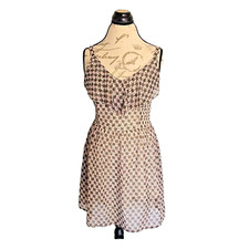 Bar III Dress Women's Size Medium Sleeveless Printed Ruffled Antique Withe Combo