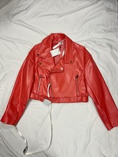House of CB Mistress Rocks Vegan Leather Biker Moto Jacket Pink NEW Small