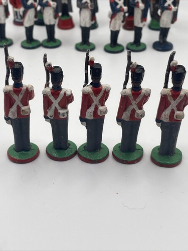 Chess Set Lead Hand Paint Soldiers Waterloo 2 Pieces Missing See Description - Picture 5 of 24